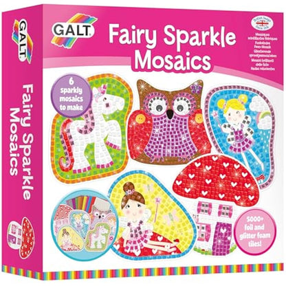Galt Fairy Sparkle Mosaics -Childrens Glitter Mosaic Set,Arts and Crafts Kit for Kids,Colourful Design Tile by Number Pictures and 5000Plus Self-Adhesive Glitter and Foil Foam Tiles -Ages 5 Years Plus