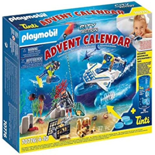 Playmobil 70776 Advent Calendar Bathtime Fun Police Diving Mission, Fun Imaginative Role-Play, PlaySets Suitable for Children Ages 4+