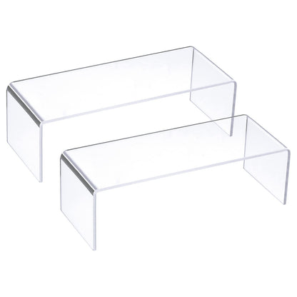 sourcing map Small Shoes Display Stand Rack, 200x80x65mm Acrylic Storage Shelf Holder Clear 2 Pcs