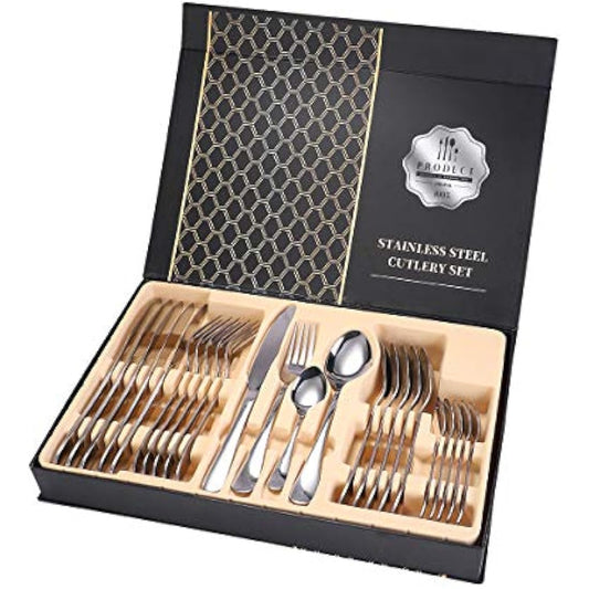 24-Piece Cutlery Set for 6 Persons – Ben & Bel Stainless Steel Knife, Fork and Spoon Tableware Set with Gift Box – Easy-Clean & Dishwasher-Safe