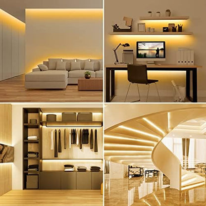 Lepro Warm White LED Strip Light 5M 300 LEDs, 1650lm Dimmable LED Tape Lights, 3000K Flexible LED Lights for Bedroom Kitchen Under Cabinet Wardrobe Stair (12V Power Plug and Dimmer Switch Included)