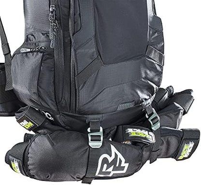 EVOC FR TOUR 30l technical touring backpack (integrated back protector with shock absorption, ideal for multi-day tours, main compartment with pass-through, hydration system slot, rain cover), black