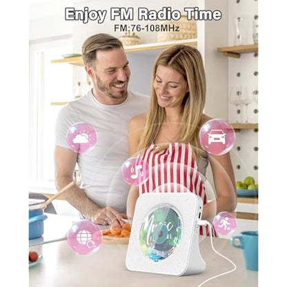 Portable CD Player with Bluetooth 5.0, Greadio Desktop CD Players for Home, CD Music Player with Speakers, Remote Control, Dust Cover, FM Radio, LCD Display, AUX, USB, Headphone Jack