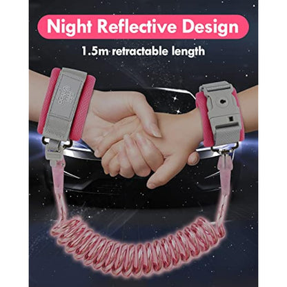 Lehoo Castle Baby Reins Anti Lost Wrist Link,Toddler Reins with Lock for Walking, Child Safety Harness Walking Leash for Children Boys and Girls (Pink)