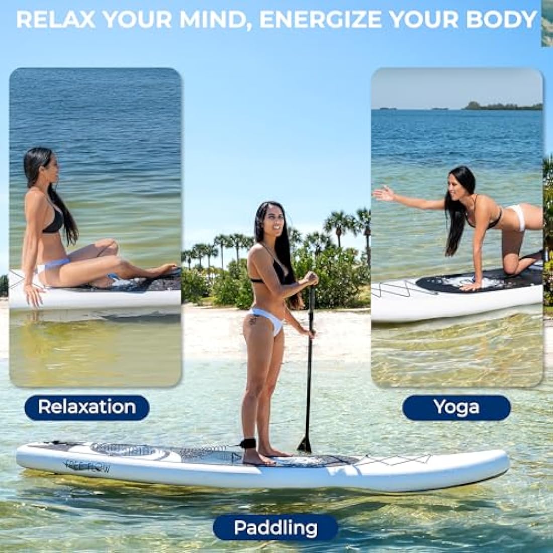 SereneLife Inflatable Stand Up Paddle Board, SUP Board- Paddleboards for Adults & Youth, Surfing Board Kit, 0.63cm Thick Standup Paddleboarding, Non-Slip Deck, Wide Stance, Surf Control w/Backpack