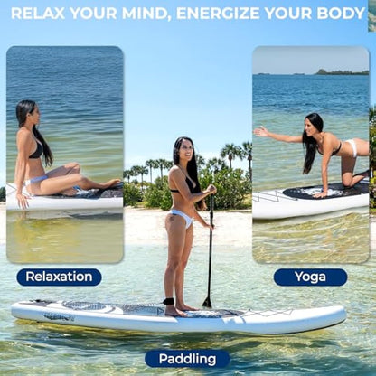 SereneLife Inflatable Stand Up Paddle Board, SUP Board- Paddleboards for Adults & Youth, Surfing Board Kit, 0.63cm Thick Standup Paddleboarding, Non-Slip Deck, Wide Stance, Surf Control w/Backpack