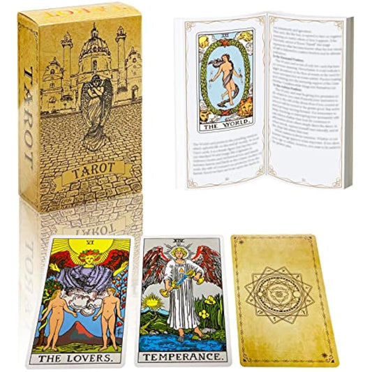 IXIGER Tarot Cards Deck,78 Tarot Cards Deck with Guidebook Set for Beginners and Experts,Classic Tarot Card Set,Durable Tarot Cards, Standard Size 4.75" x 2.76",Future Telling Game.