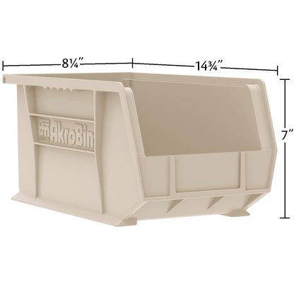 Akro-Mils 30240 Plastic Storage Stacking Hanging Akro Bin, 15-Inch by 8-Inch by 7-Inch, Stone, Case of 12
