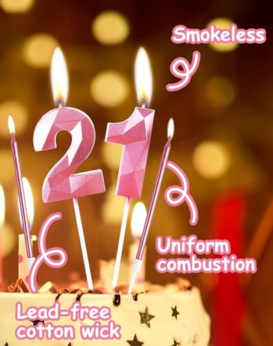 Girls Pink 70th Birthday Candles Set, Number 70 Candle with Girls Pink Long Candles, Birthday Candles for Cake, Birthday Candle, Cake Candles Cake Topper Decorations for Women Birthday Party Wedding
