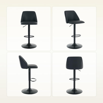 COLAMY Breakfast Bar Stools Set of 4, Modern Swivel Kitchen Stool, Adjustable Upholstered Barstools Counter Height with Square Open Back for Bar