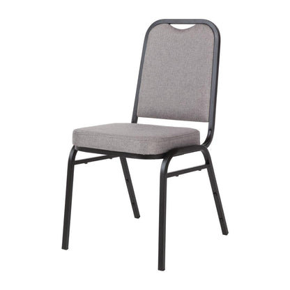 Bolero Square Back Stacking Banquet Chairs, Black & Grey (Pack of 4)