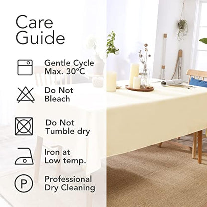 Deconovo Home Decorative Oxford Wipeable Tablecloth Rectangle Water Resistant Tablecloth for Kids Table 130x130cm(51x51in) Beige