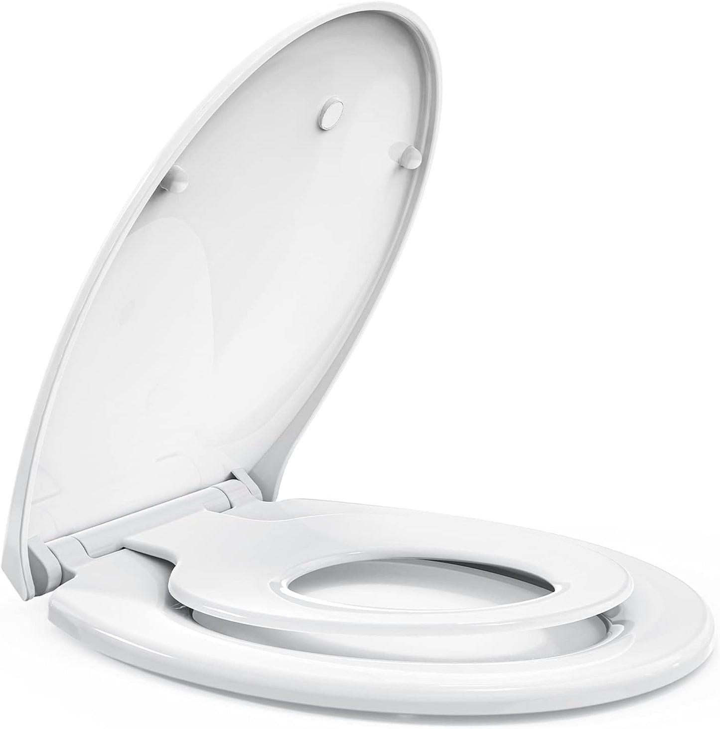 STOREMIC Soft Close Toilet Seat White with Quick Release Function, Simple Top Fixing Family Toilet Seats with Child Seat Built-in, Standard Toilet