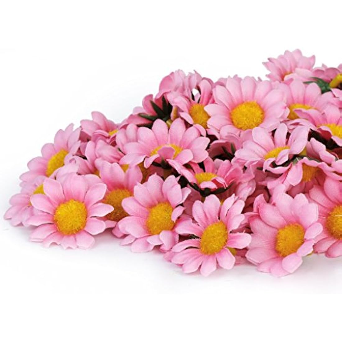 AKORD Approx 100pcs Artificial Gerbera Daisy Silk Flowers Heads for DIY Wedding Party (Dark Pink)