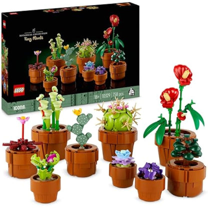 LEGO Botanicals Tiny Plants Set - Gifts for Mothers with 9 Potted Artificial Plants for Indoors incl. Faux Cactuses & Red Anthurium - House Warming Presents & Home Decor - 10329