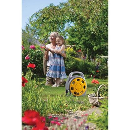 HOZELOCK - Portable Compact Hose Reel 20 m : 20m Streamlined Hose Reel, Compact, Large Handle, Supplied with 1 Nozzle and all Fittings [2382R0777]