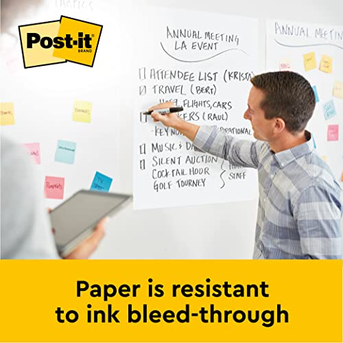 Post-it Super Sticky Meeting Charts, Pack of 1 Pad, with 20 Sheets ,584 mm x 508 mm, White Color - For Brainstorming Anywhere and Keeping all Ideas Visible