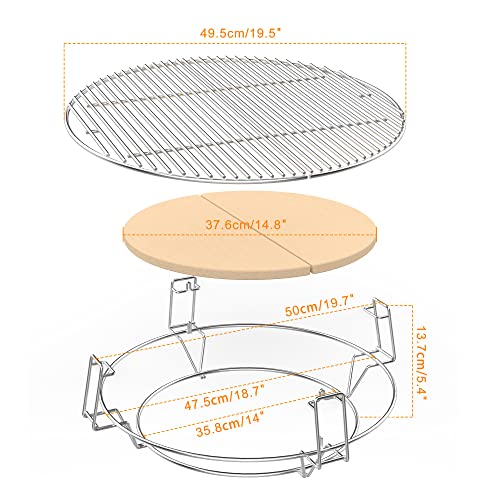 onlyfire BBQ Cooking Grate System Fits for 22.5" / 57cm Weber Kettle Grill and Other Similar Size Kettle Grills