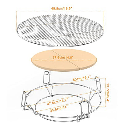onlyfire BBQ Cooking Grate System Fits for 22.5" / 57cm Weber Kettle Grill and Other Similar Size Kettle Grills