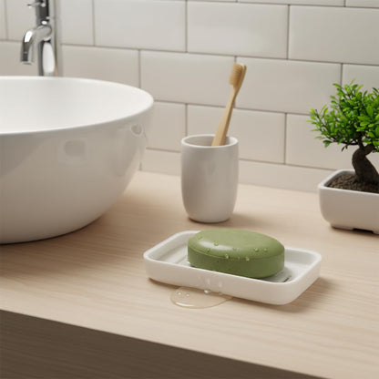 Lotsdonxia White Soap Dish Holder with Drain – Durable, Easy Clean Soap Saver for Bathroom & Shower