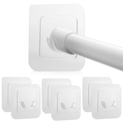 Adhesive Curtain Rod Holder, Goowin Tension Rod Holder, No Drilling Transparent Small Tension Rod Bracket