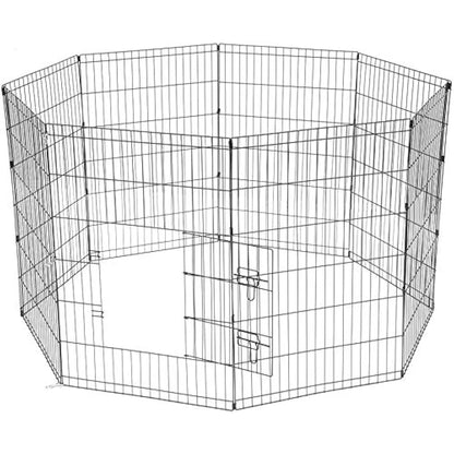 UNDERDOG 8 Panel Playpen Suitable for Dogs/Puppies/Cats & Rabbits foldable ideal for Indoor/Outdoor use puppy play pen (91cm, Black)