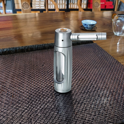 Portable metal smoking pipe with 155mm glass bowls, for dry tobacco & herb, hookah shisha pipe accessories.