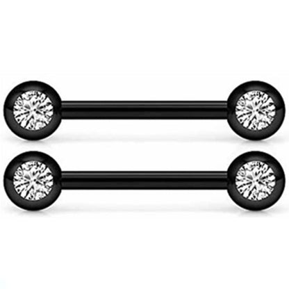 Black Full Drill Ball Straight Wings Heart Shaped Body Piercing Jewelry