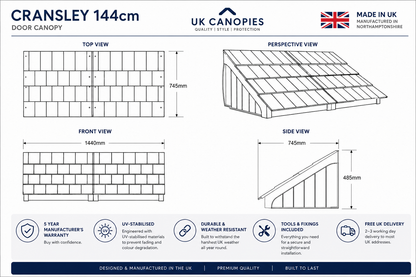 Cransley Lean-To Door Canopy - Flat Pack Porch Canopy