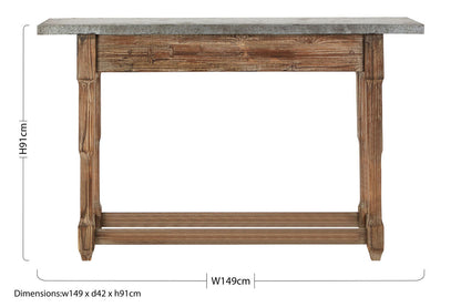 Elementary Antique Wood Finish Console Table