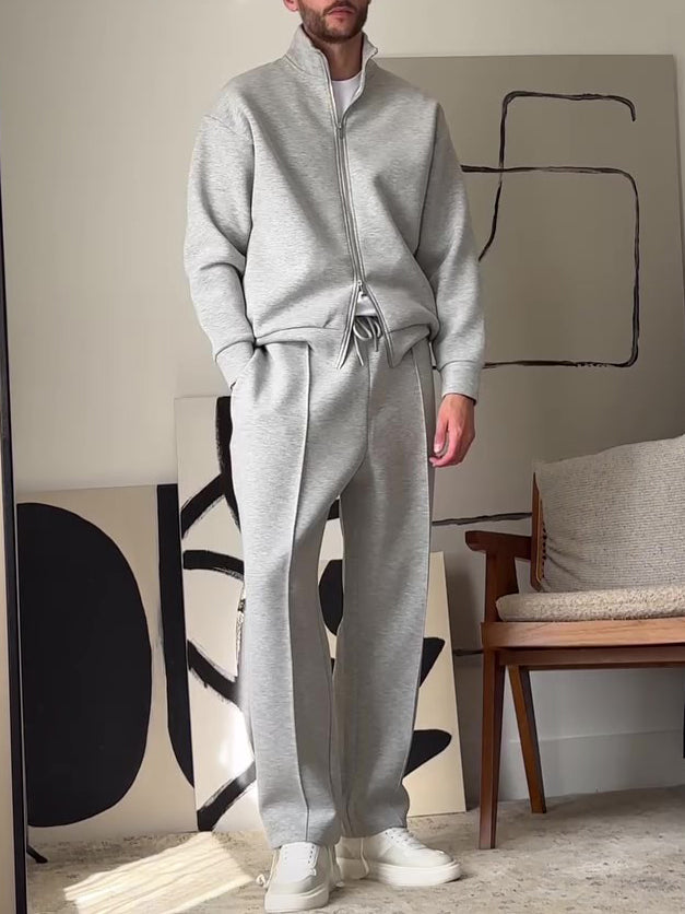 Men's Casual Zip-Up Jacket & Pants Set