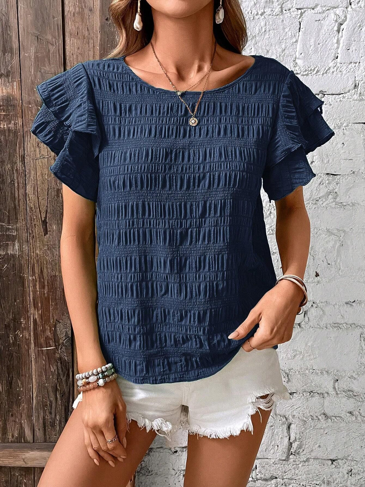 Women's Elegant Crew-neck Pullover T-shirt