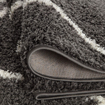 Moroccan Dark Grey Shaggy Rug | 540