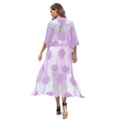 Lace Embroidery Dress Outer Wear Cardigan Swimsuit Blouse