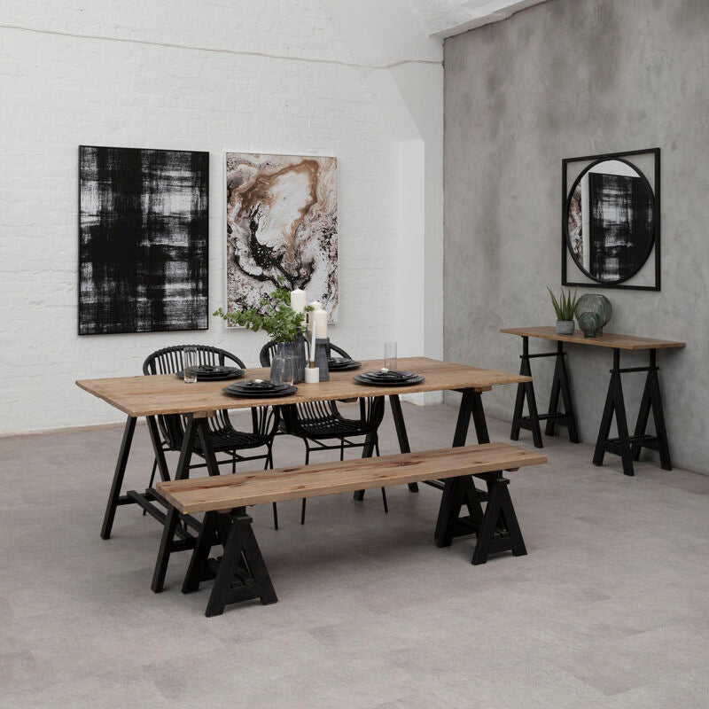 Hampstead Pine Wood And Iron Dining Table