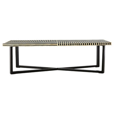 Boho Black and White Bone Inlay Coffee Table