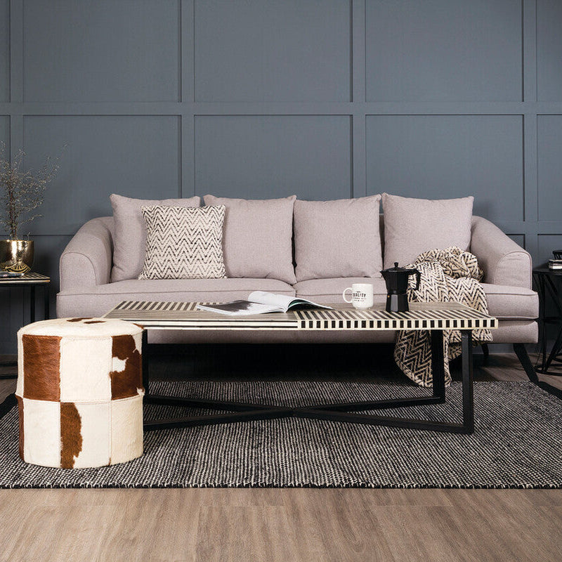 Boho Black and White Bone Inlay Coffee Table