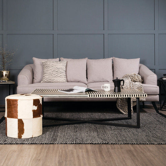 Boho Black and White Bone Inlay Coffee Table