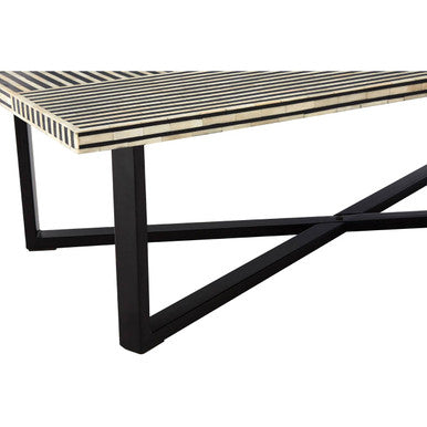 Boho Black and White Bone Inlay Coffee Table