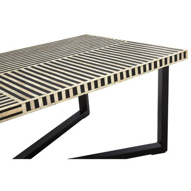 Boho Black and White Bone Inlay Coffee Table