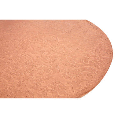 Gold Copper Finish Metal Top Side Table with Natural Wooden Legs | Boho
