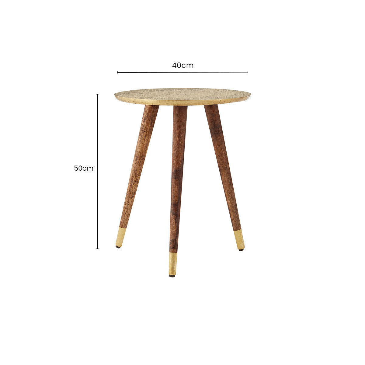 Boho Gold Finish Carved Metal Top Side Table