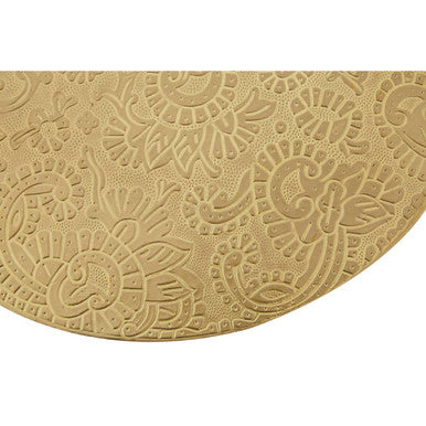 Boho Gold Finish Carved Metal Top Side Table