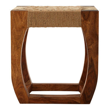 Boho Sheesham Wood And Jute Boho Stool