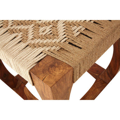 Boho Sheesham Wood And Jute Boho Stool