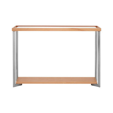 Mirrored Top Console Table with Open Storage Shelf and Silver Metal Frame | Kensington Townhouse