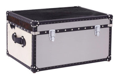 Kensington Townhouse Black And White Genuine Cowhide Storage Trunk