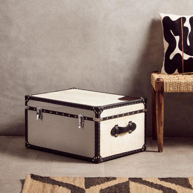 Kensington Townhouse Black And White Genuine Cowhide Storage Trunk
