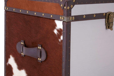 Kensington Townhouse Brown And White Genuine Cowhide Storage Trunk Set
