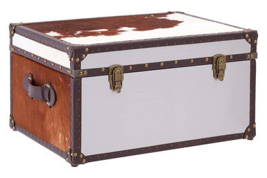 Kensington Townhouse Brown And White Genuine Cowhide Storage Trunk